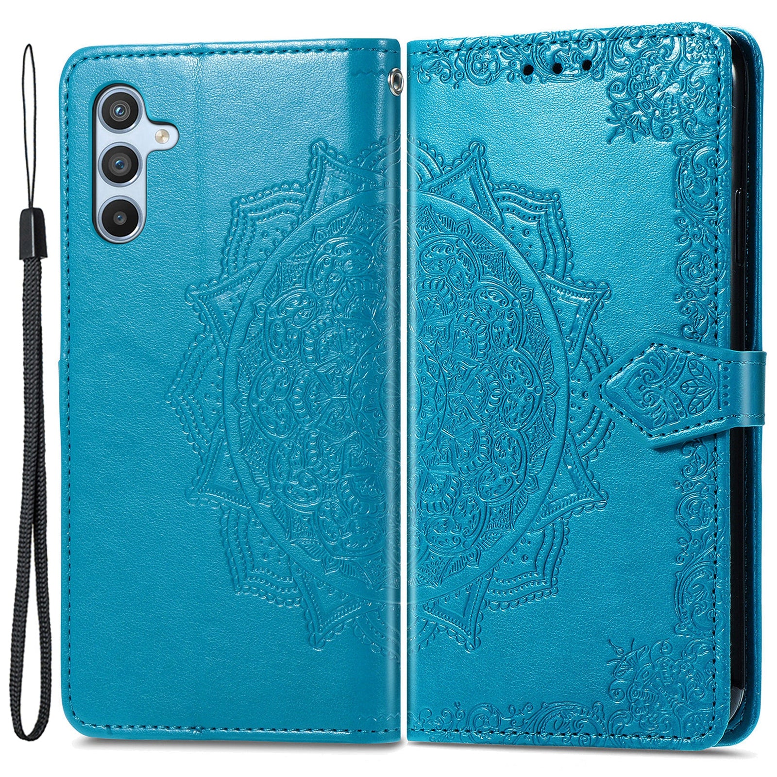 Til Samsung Galaxy A14 5G A14 4G præget mandala mønster telefontaske Stand Fuldt indpakket PU læder pung Folio Cover med rem Til Samsung Galaxy A14 5G A14 4G præget mandala mønster telefontaske Stand Fuldt indpakket PU læder pung Folio Cover med rem